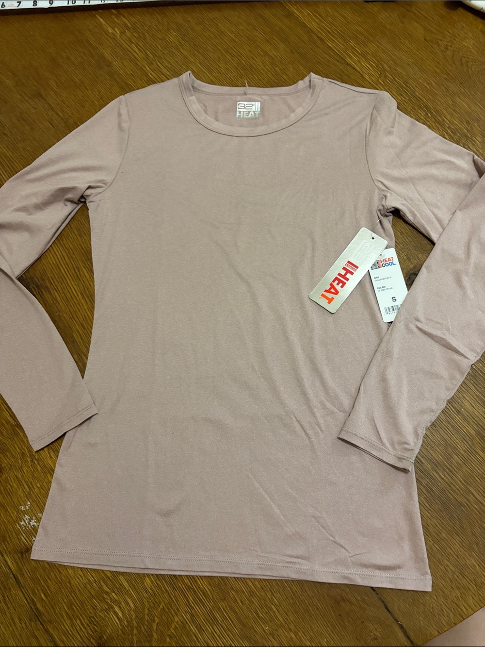 32 Degrees Long-Sleeve Crewneck Top in Dusty Rose